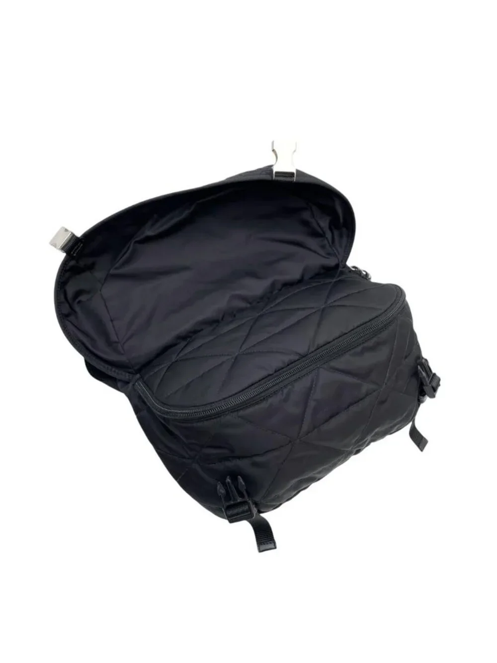Prada Nylon Leather Padded Quilted Shoulder Bag Black